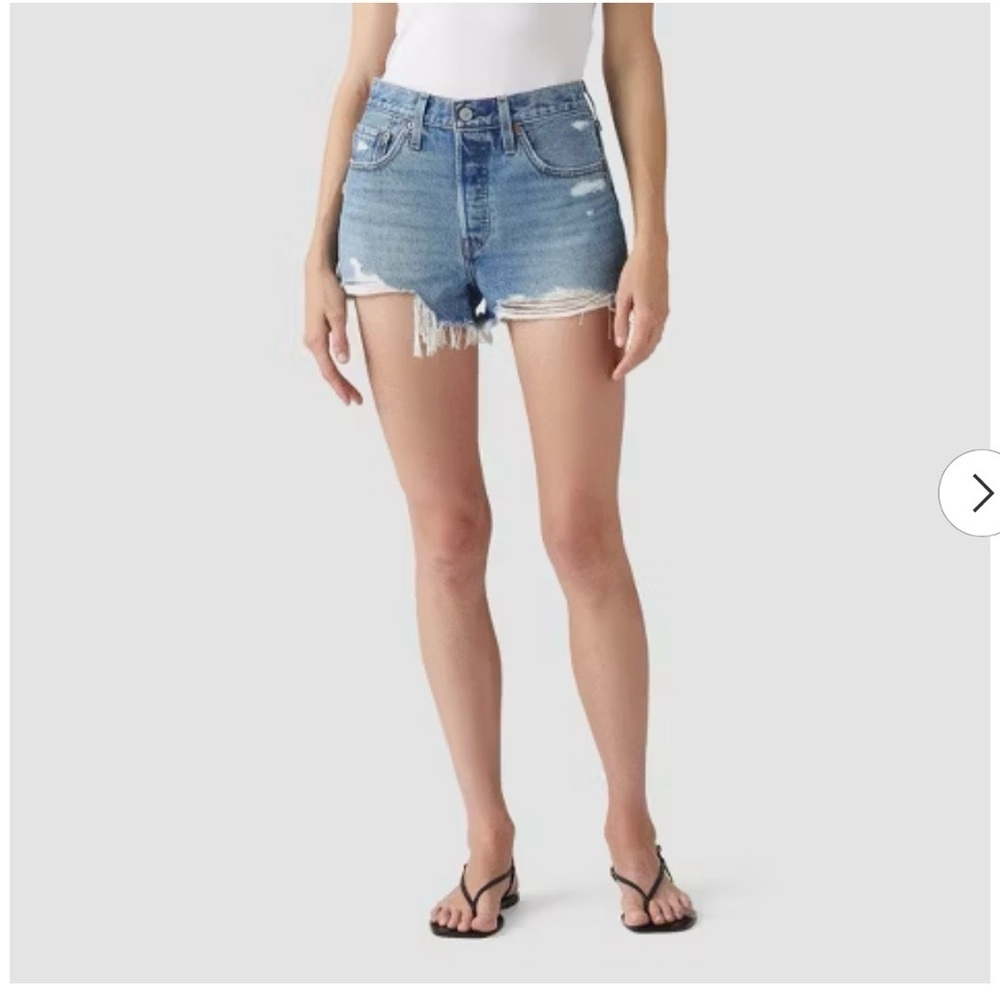 Levi's High Waist Blue Denim Shorts